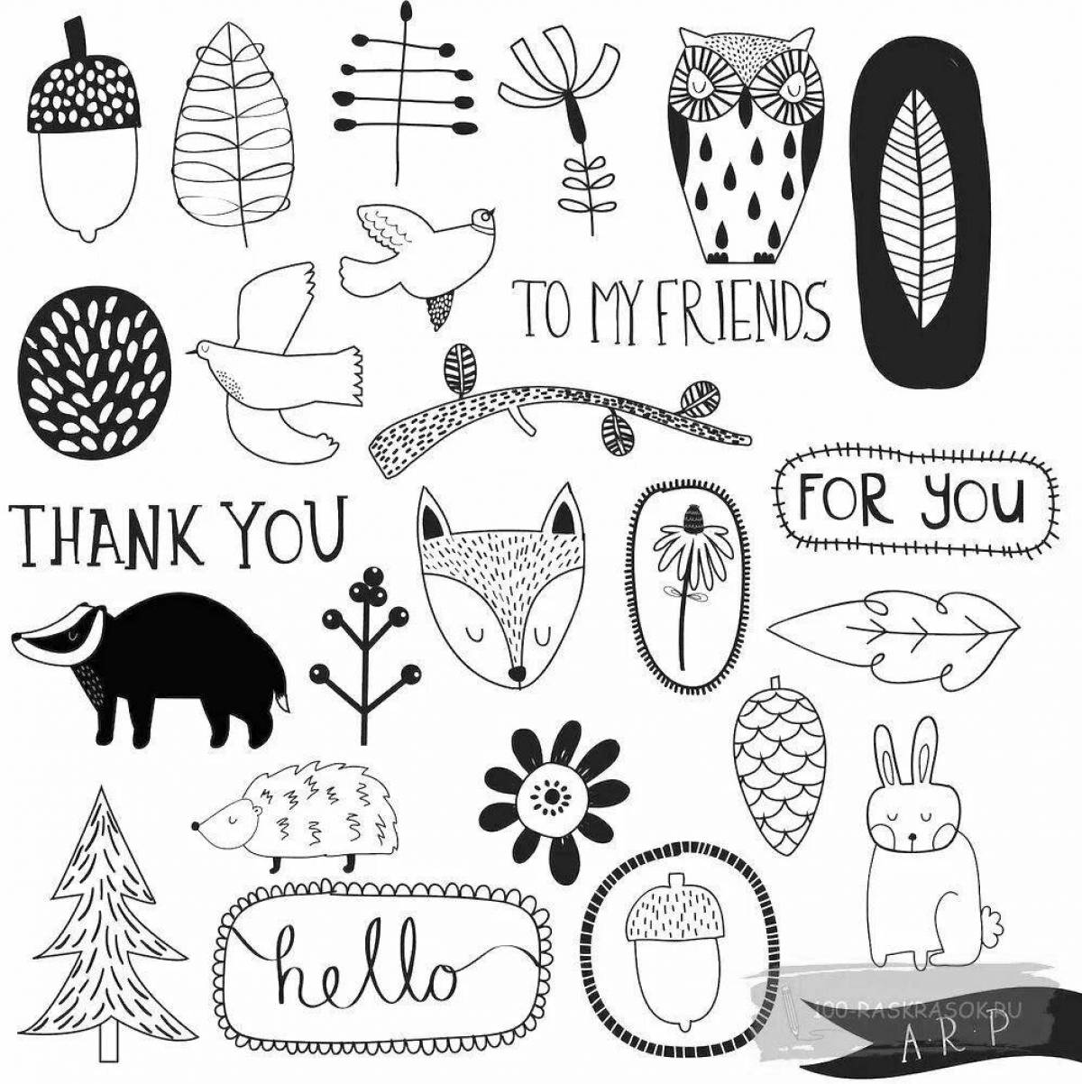 Serene mini coloring page for personal diary