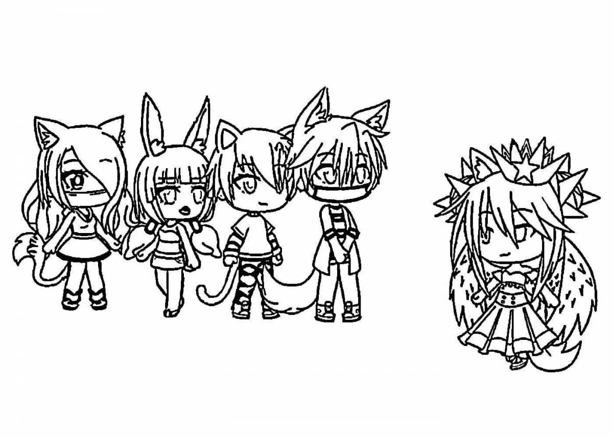 Gacha life playful coloring page