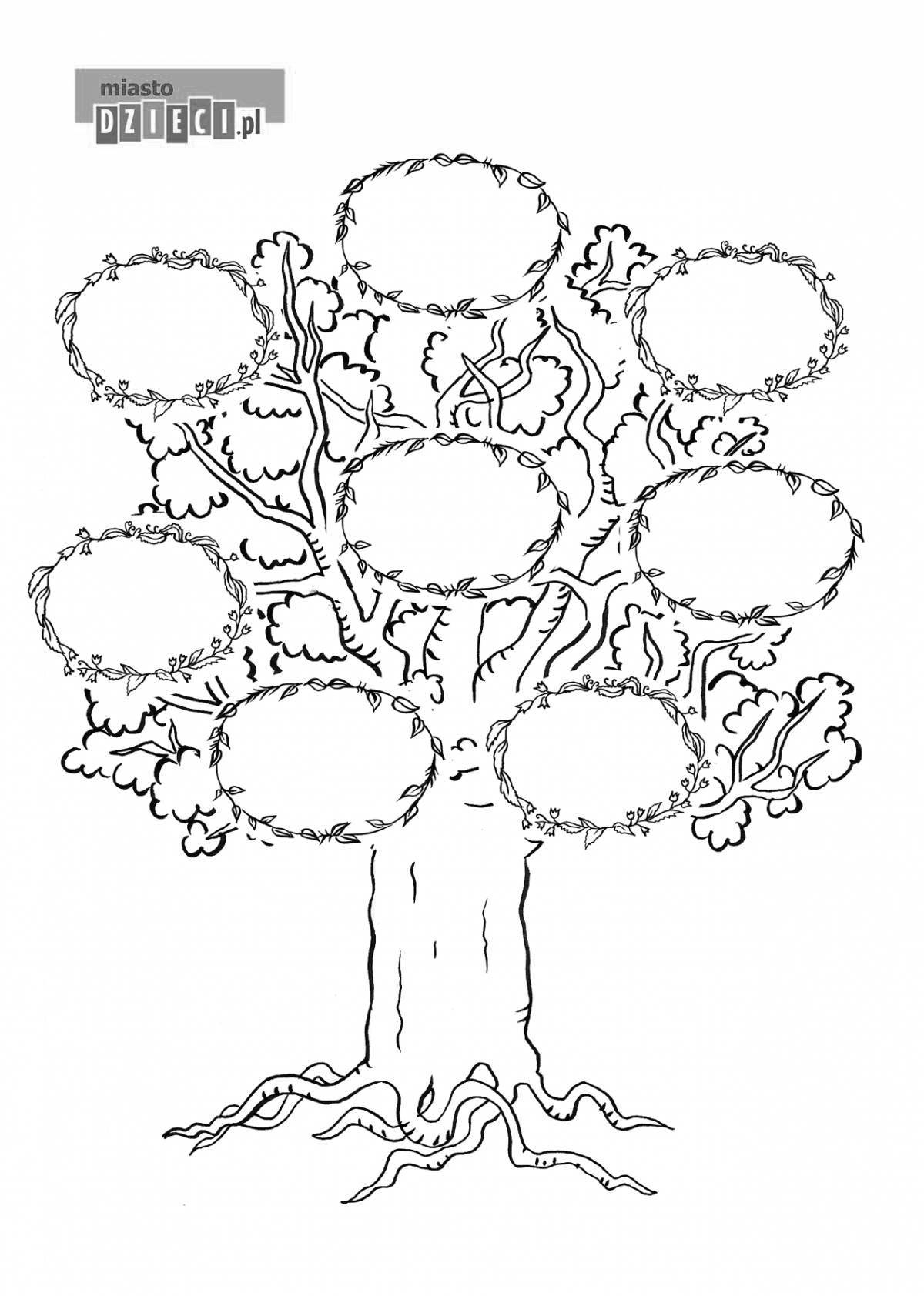 Radiant family tree coloring page