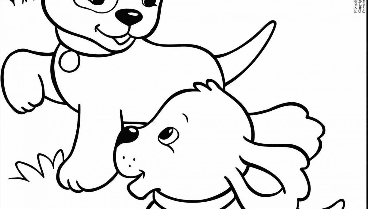 Cat and dog together coloring page