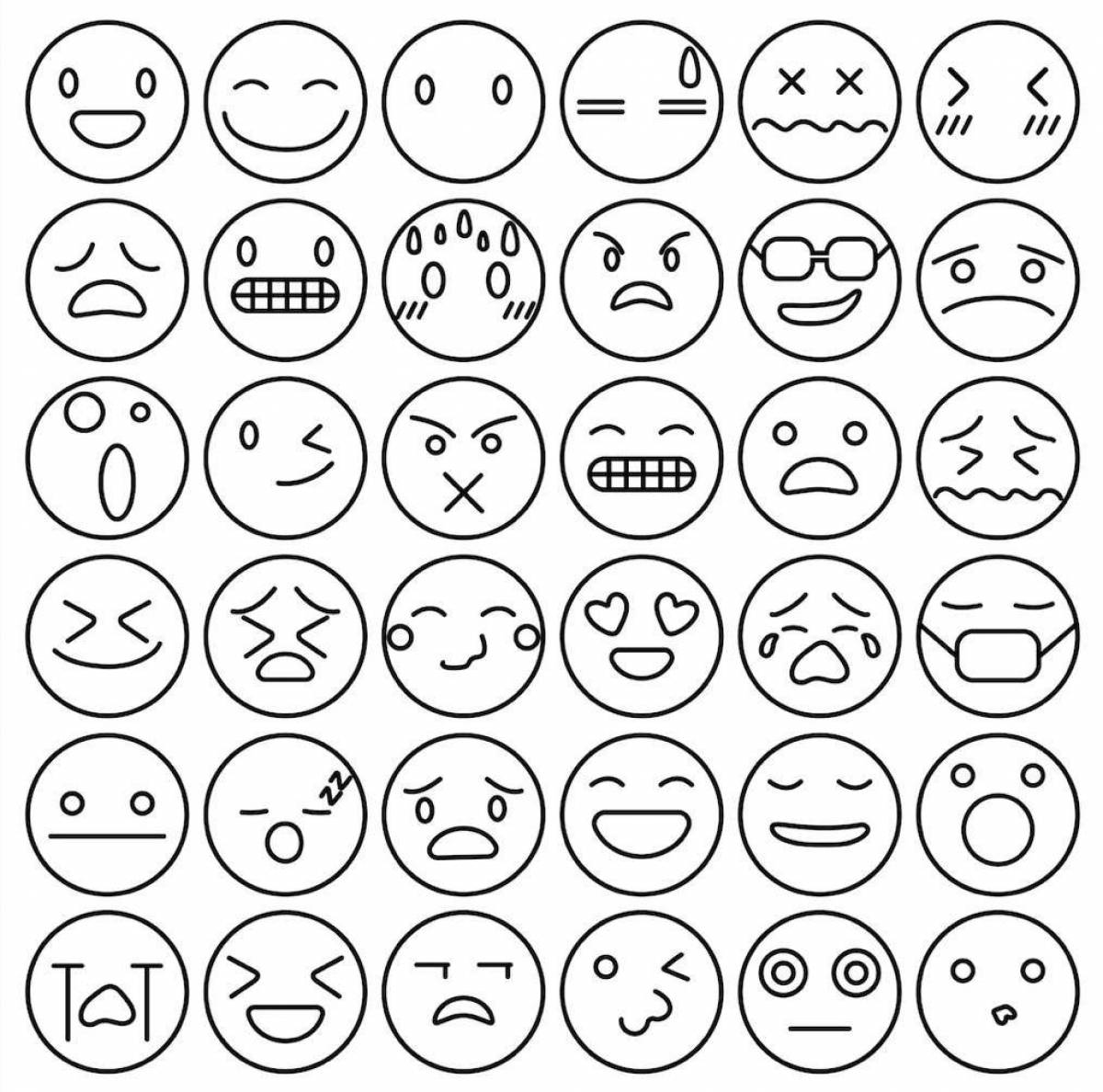 Coloring page with funny emoji