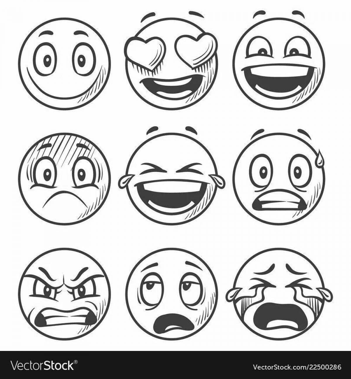 Embarrassed smiley coloring page