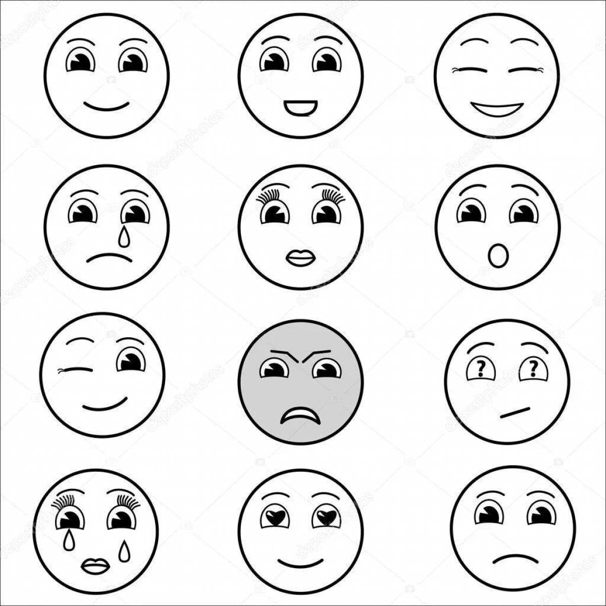 Frightened smiley coloring page