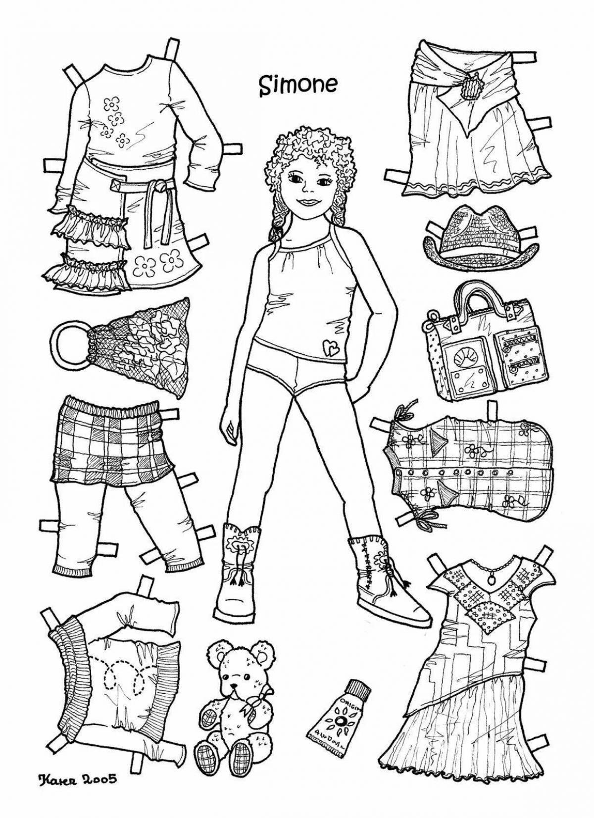 Joyful coloring people girls in clothes