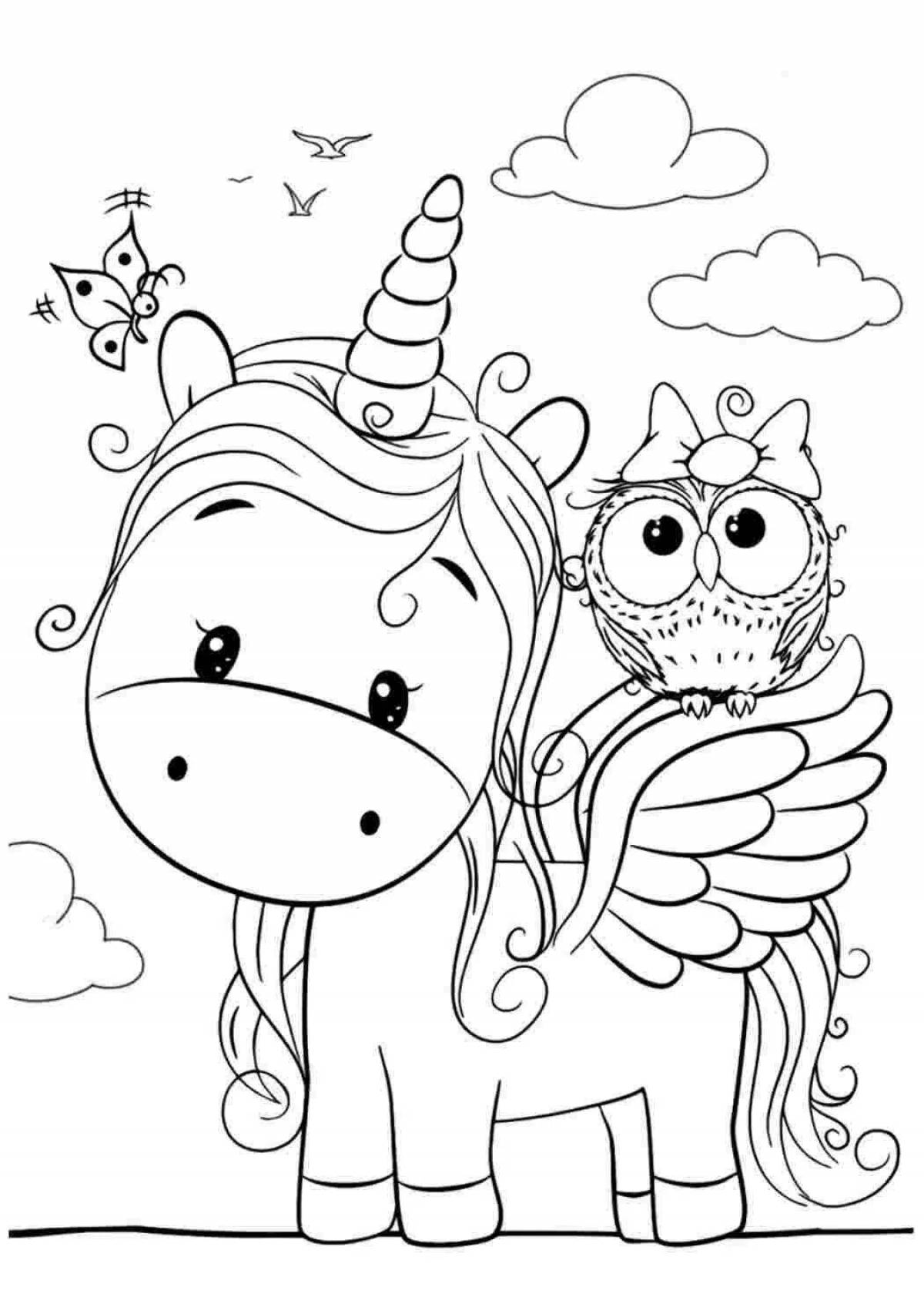Sparkling coloring pages for girls cute unicorns