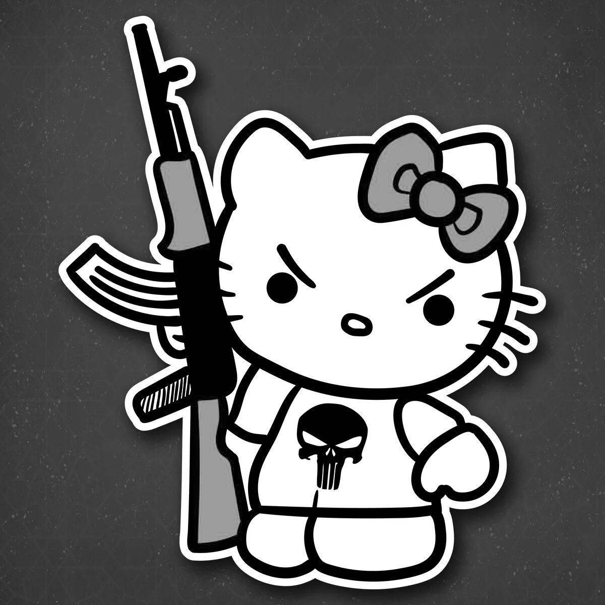 Энергичная hello kitty с пистолетом