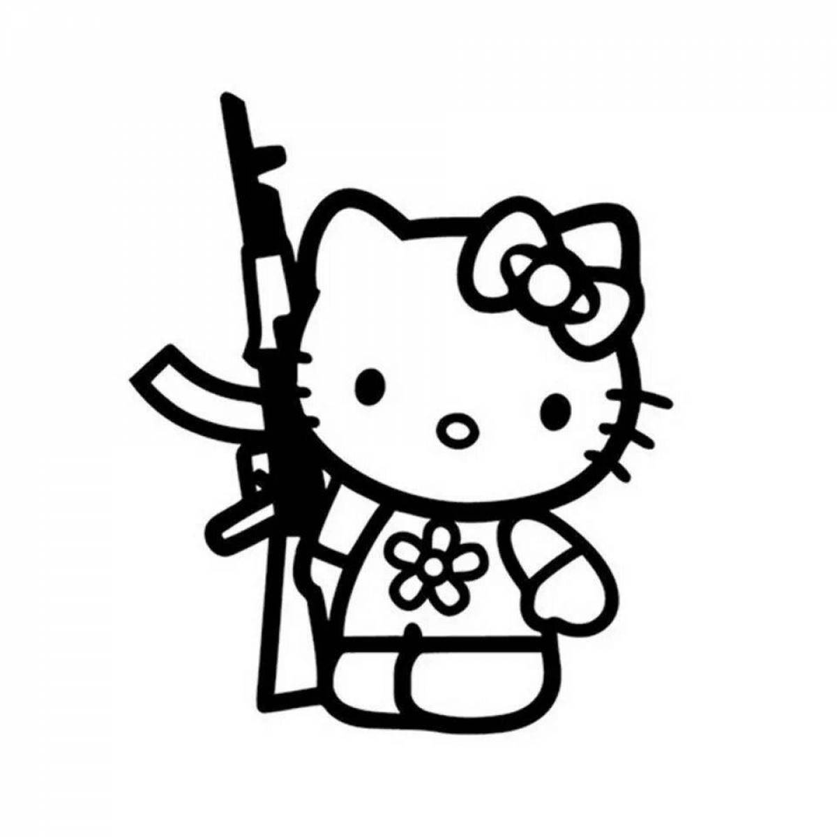 Оживленный hello kitty с пистолетом