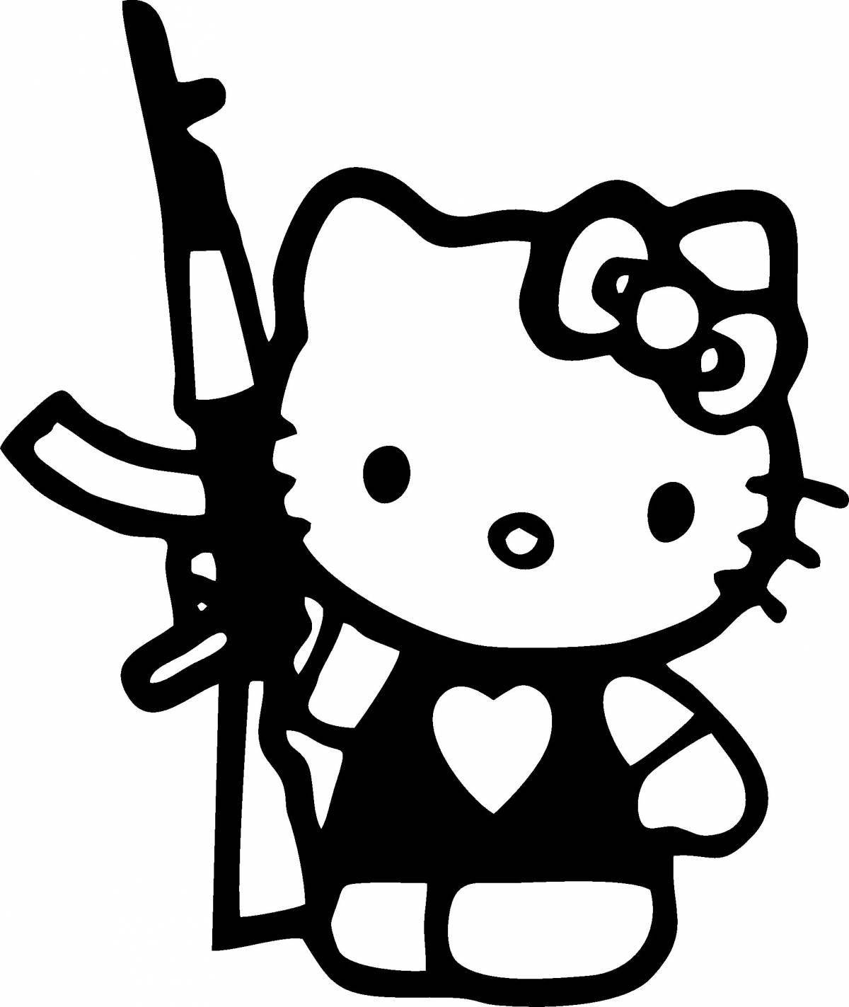 Юмористический hello kitty с пистолетом