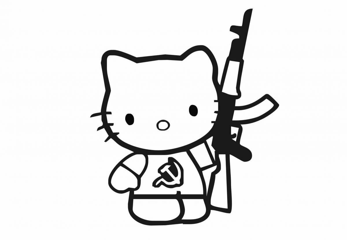 Дружелюбный hello kitty с пистолетом