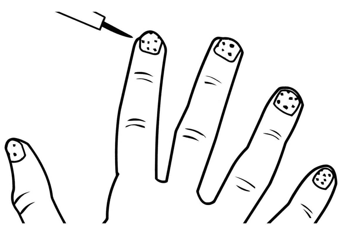 Очаровательная раскраска длинные ногти без маникюра