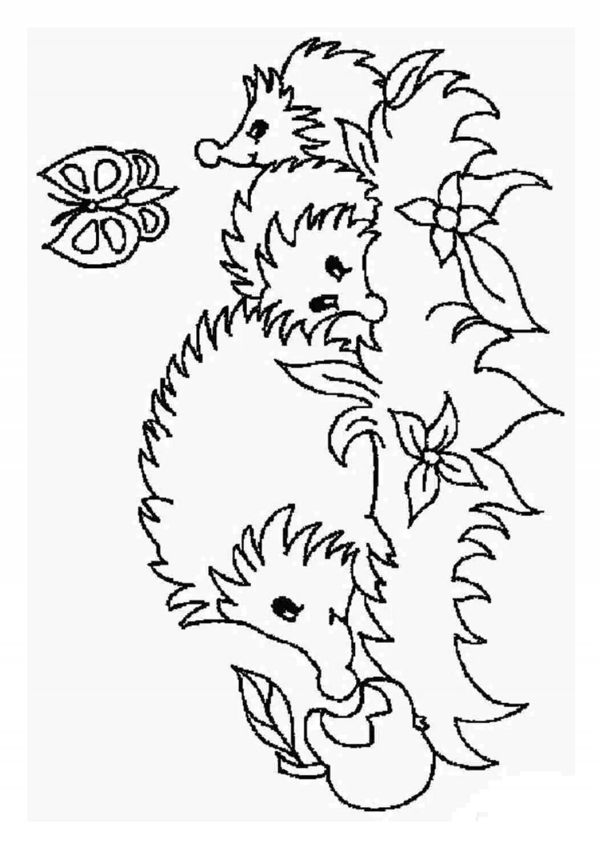 Cute hedgehog coloring book for beginners