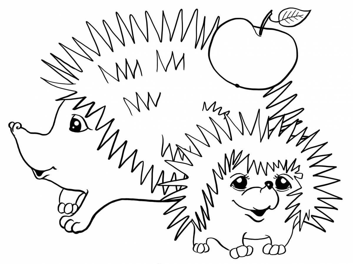 Coloring book hedgehog during baby play