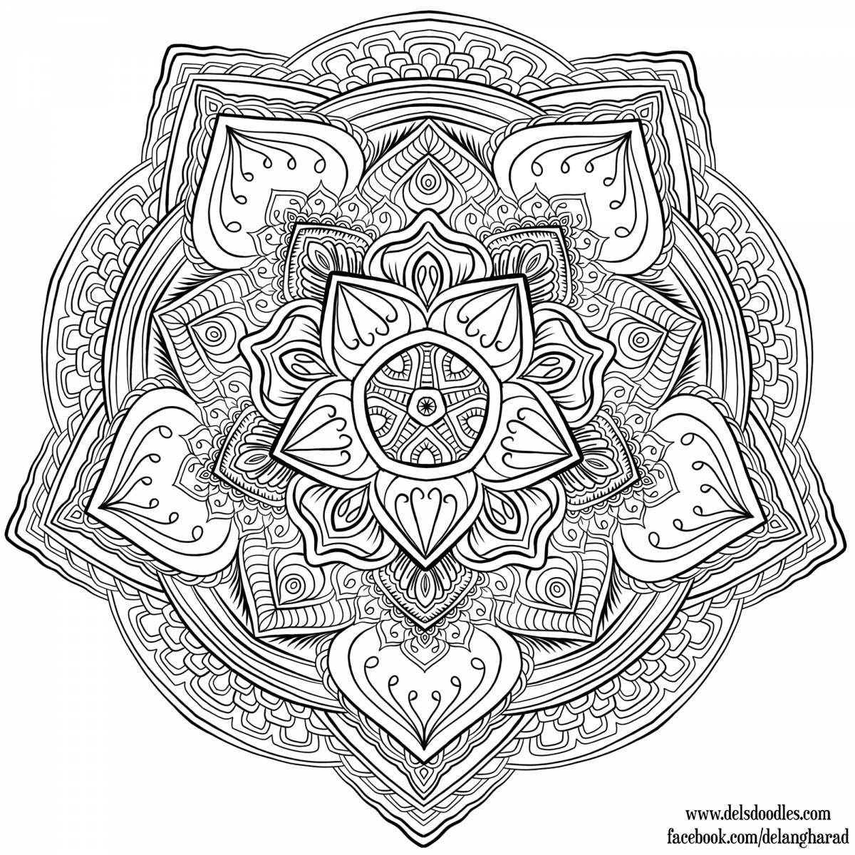 Blissful coloring mandala of peace and tranquility