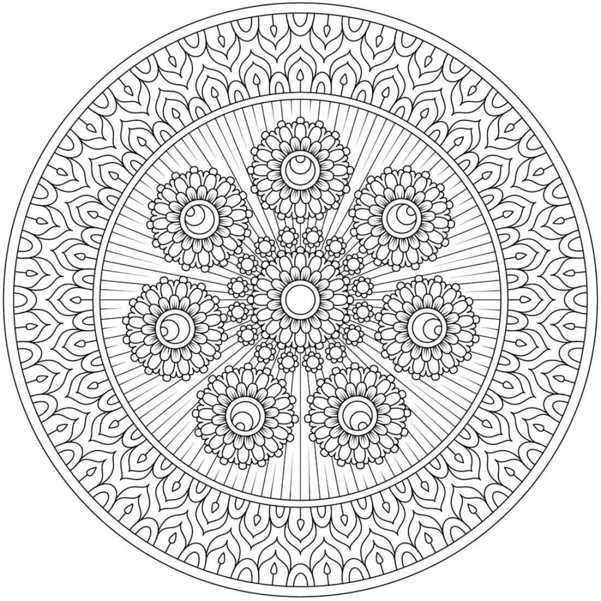 Celestial coloring mandala of peace and tranquility