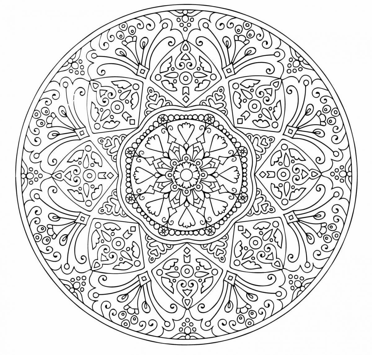 Majestic coloring mandala of peace and tranquility