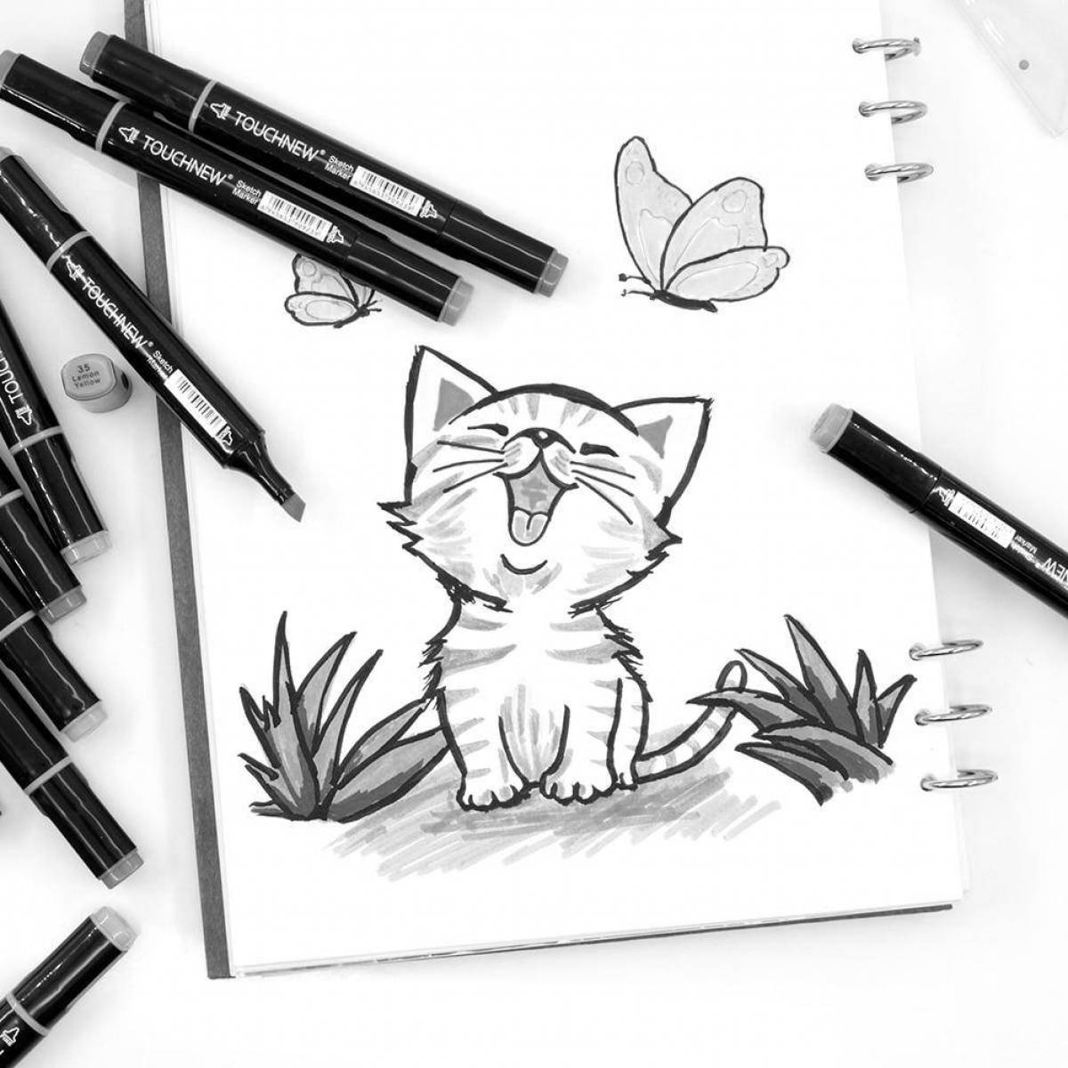 Playful sketch marker animal coloring page