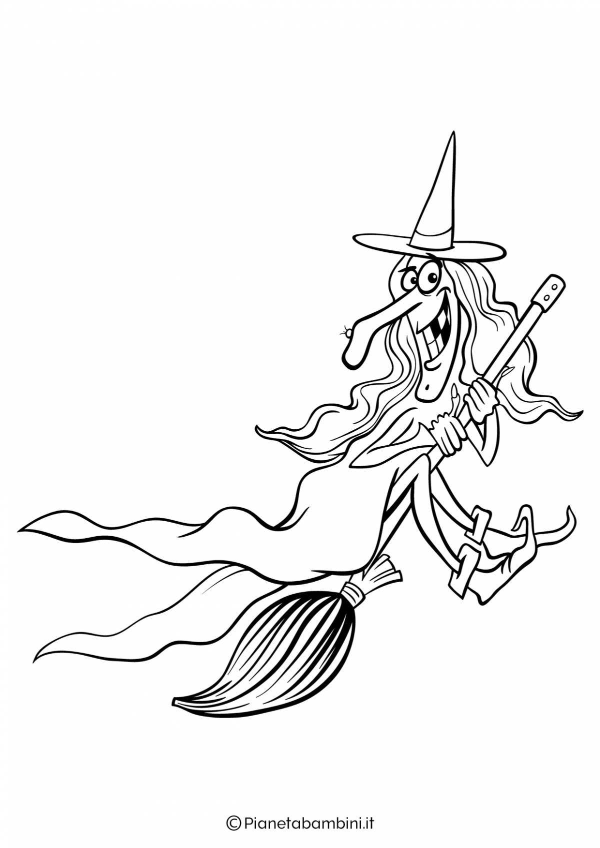 Inviting coloring pages of a witch from Slavic myths