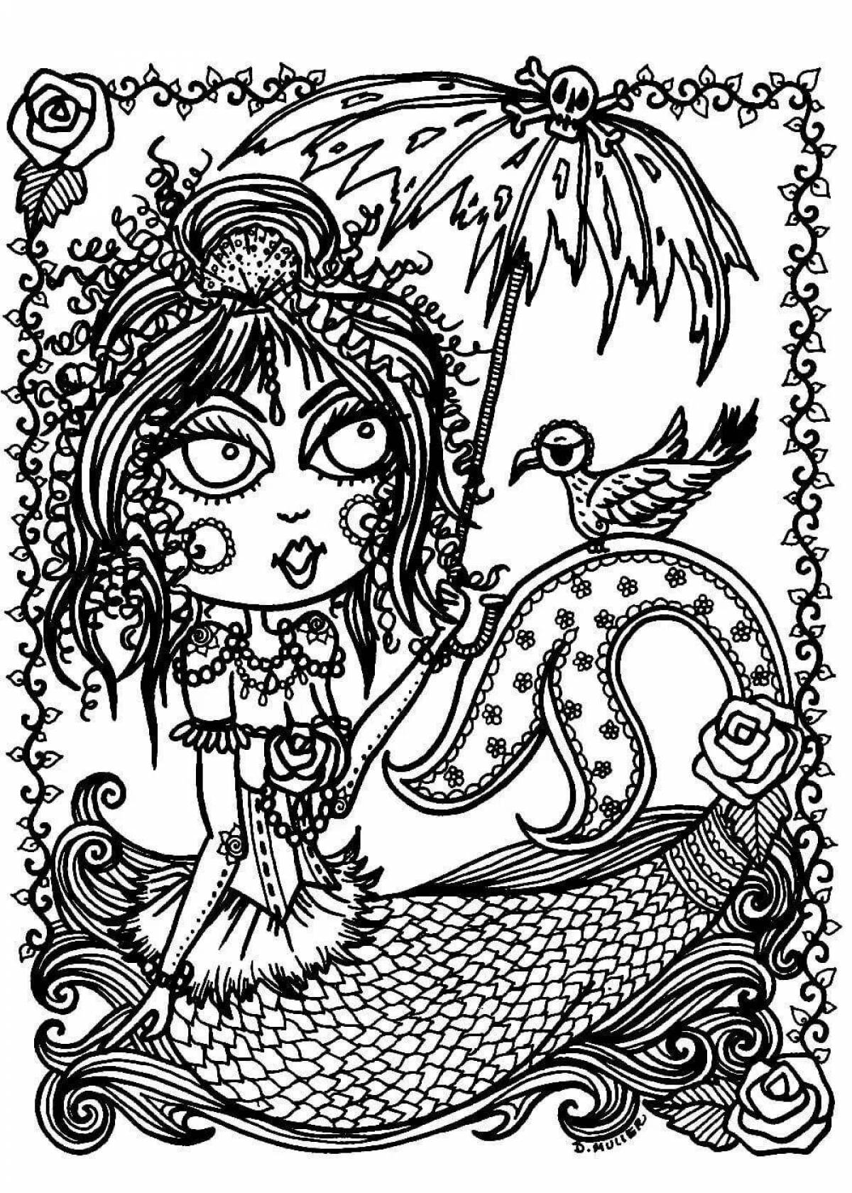 Fabulous coloring pages of a witch from Slavic myths