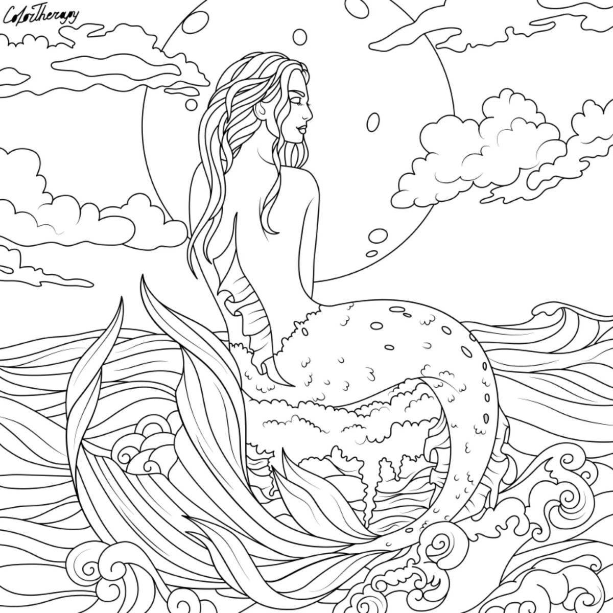 Amazing coloring pages of a witch from Slavic myths