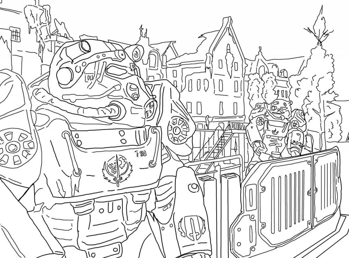 Fallout 4 power armor glowing coloring page