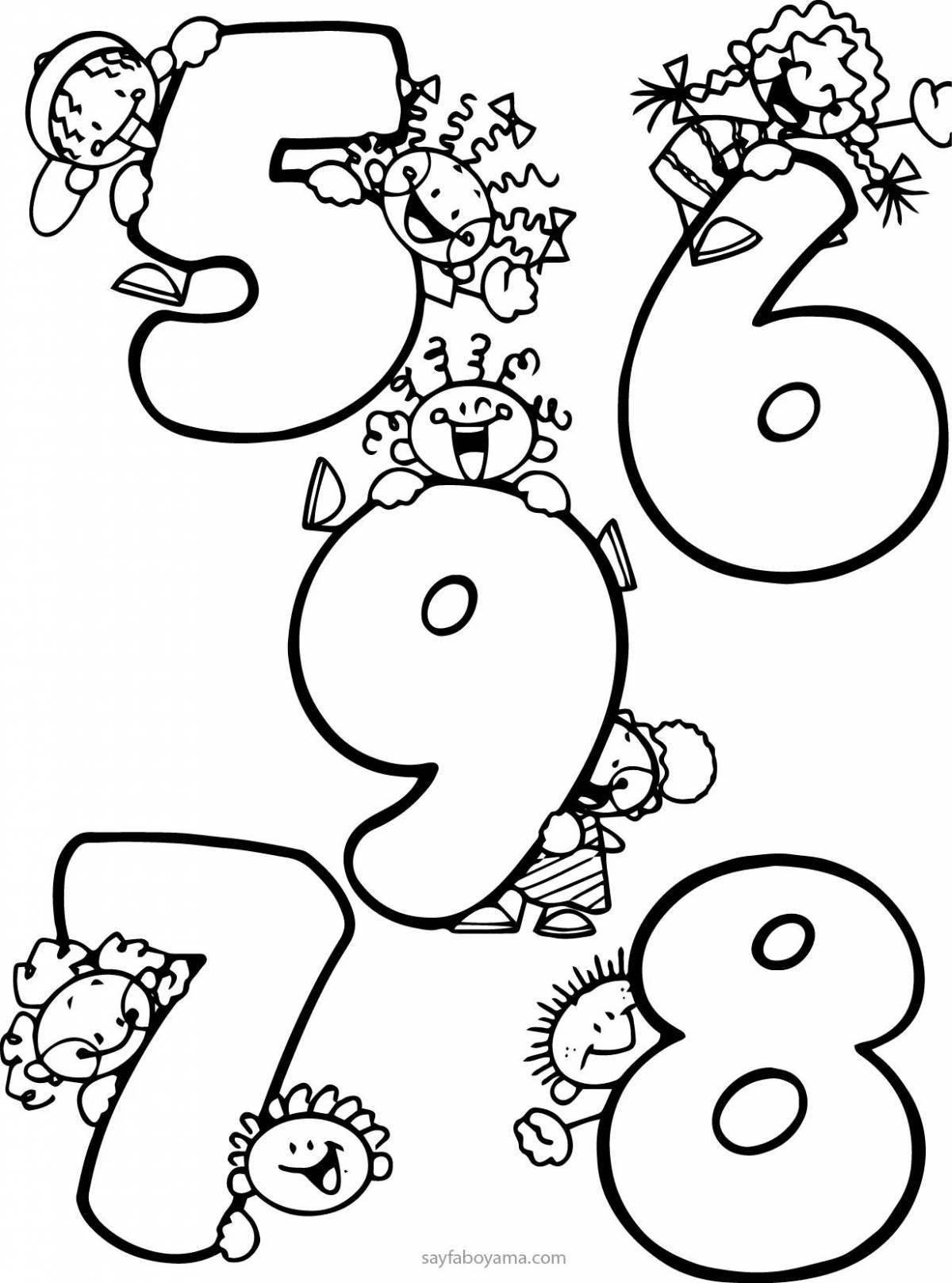 Colored numbers coloring book for kids