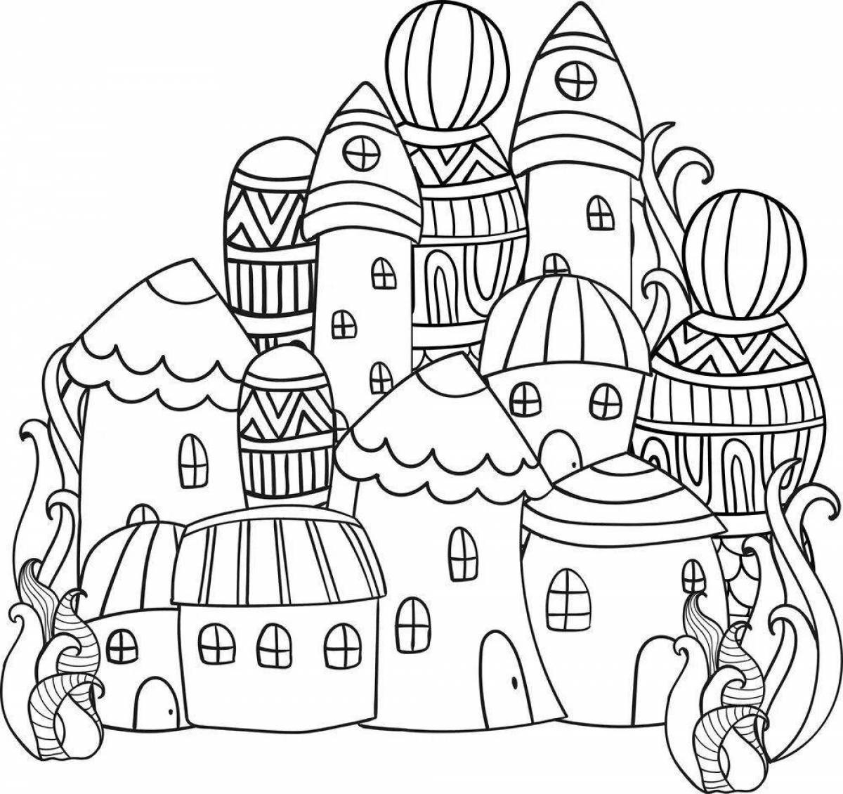 Раскраска сказочный город для детей