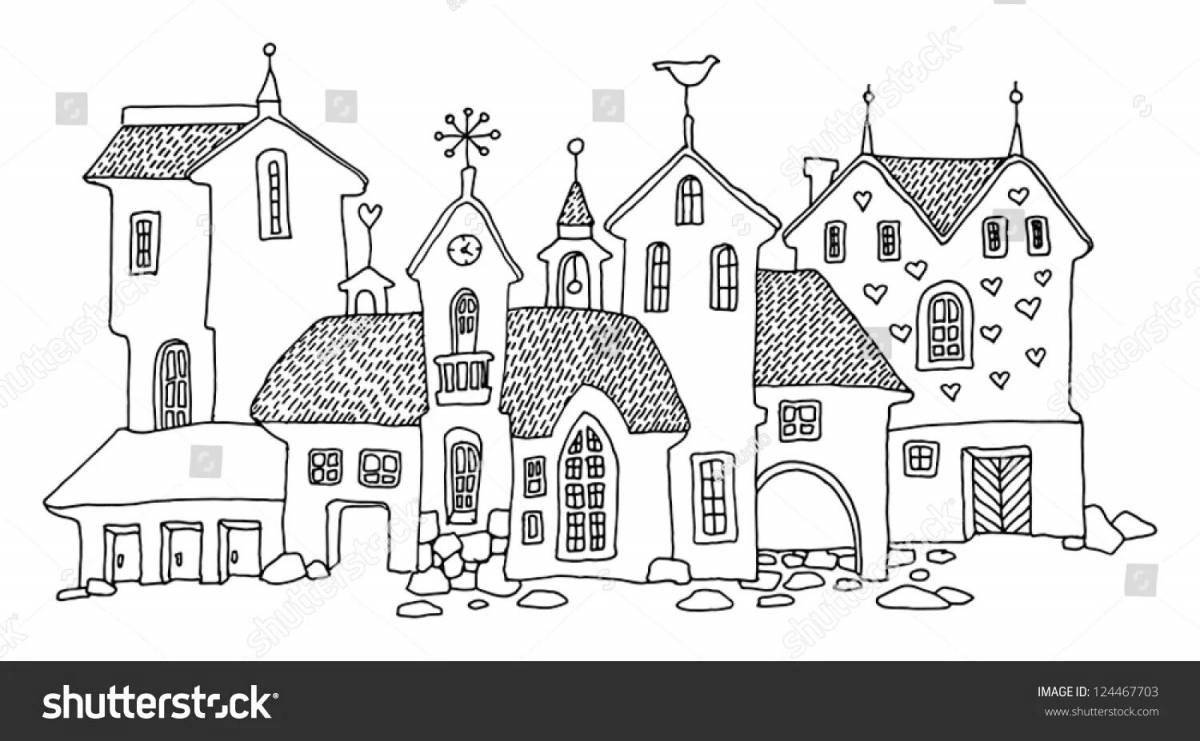Adorable city coloring book for kids