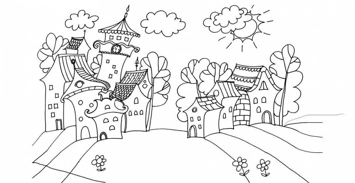 Раскраска дворцовый город для детей