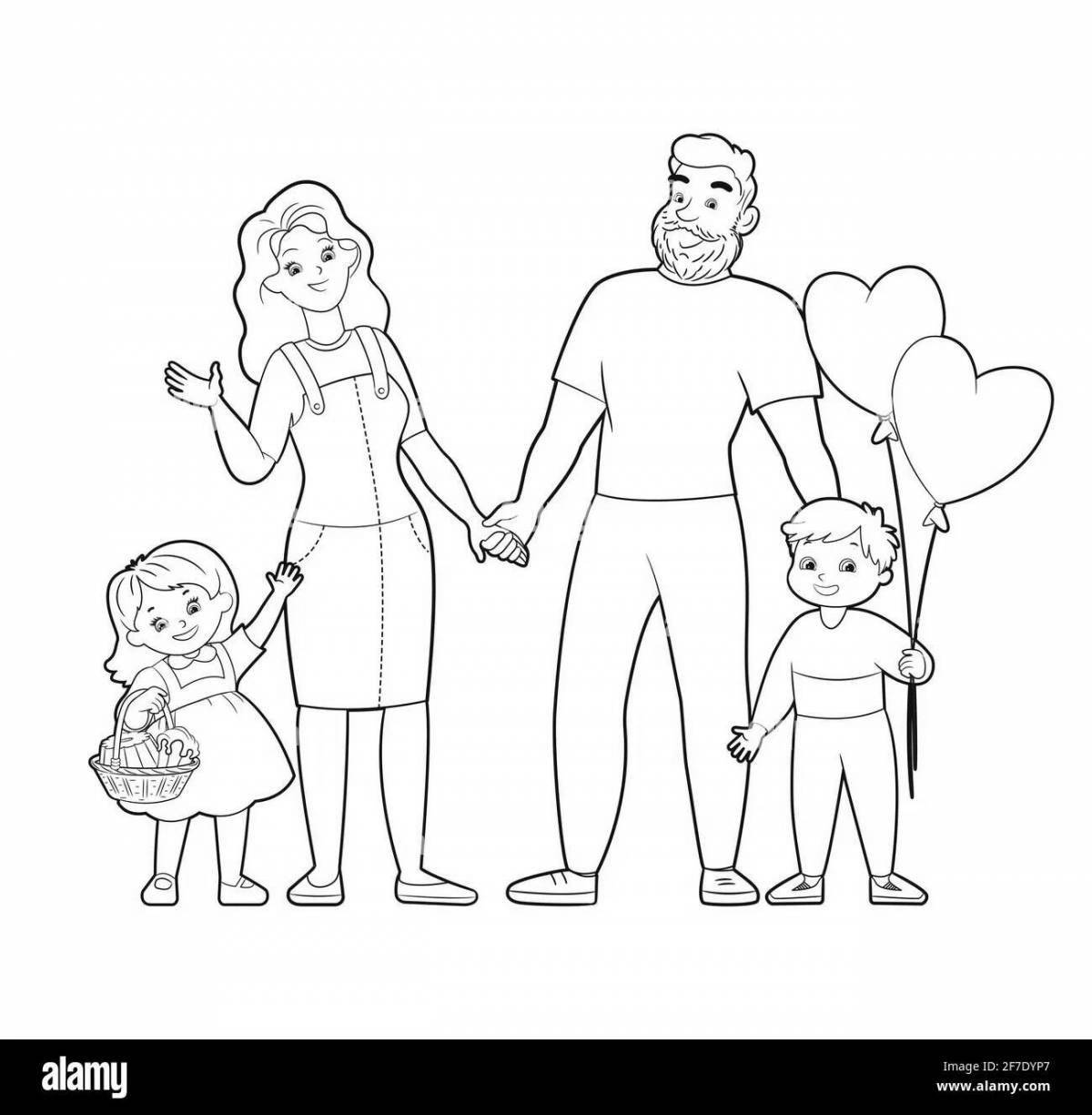 Playful coloring game dad and daughter