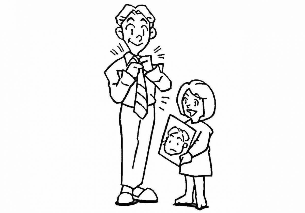 Tempting coloring pages for dad and daughter
