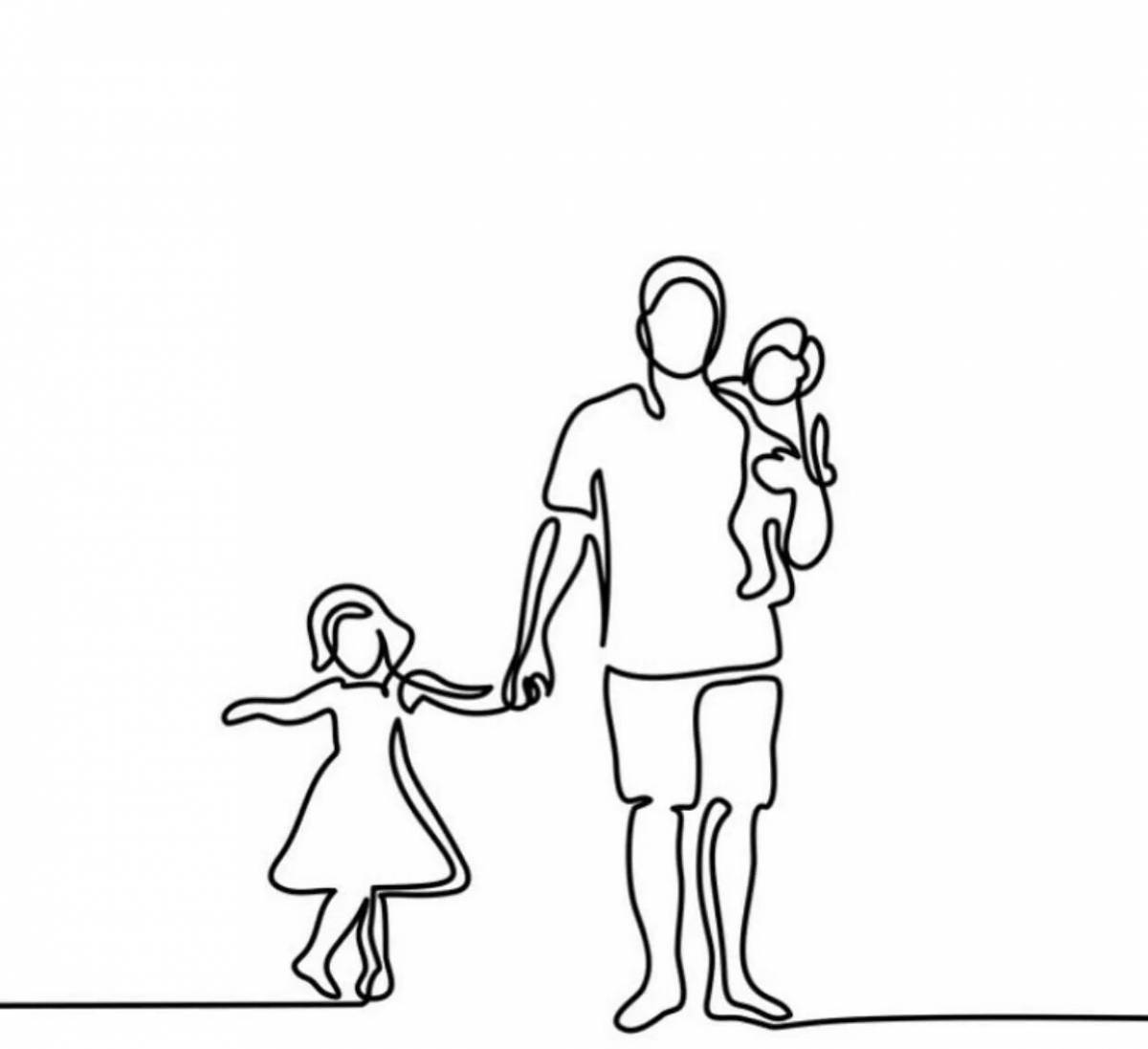 Sweet coloring pages for dad and daughter