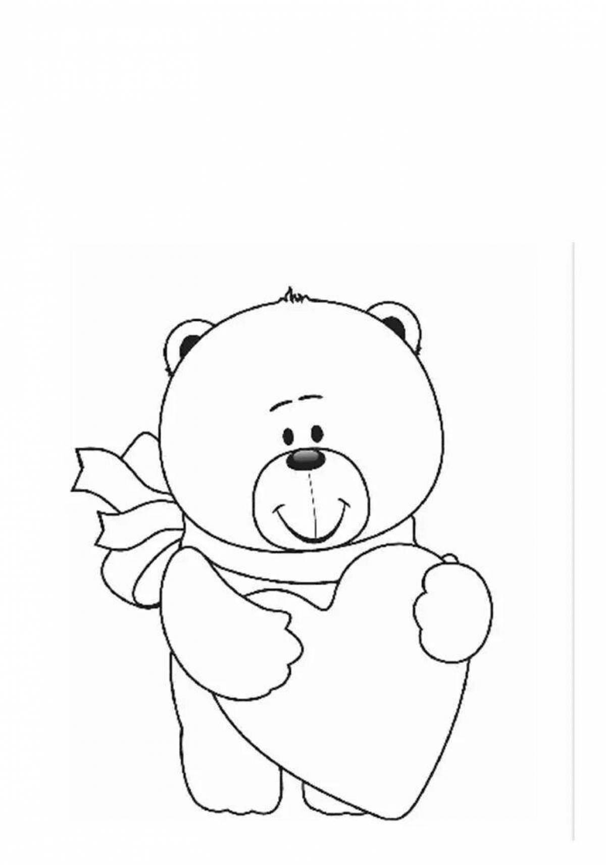Playful teddy bear with heart pattern