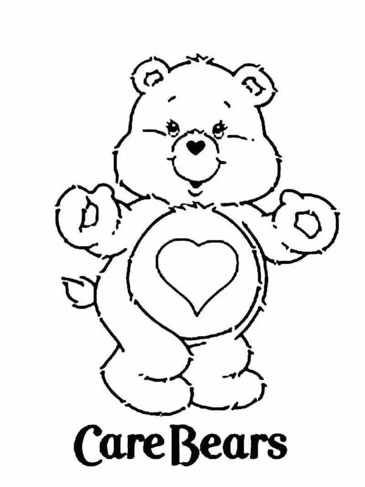 Coloring book shining teddy bear with a heart