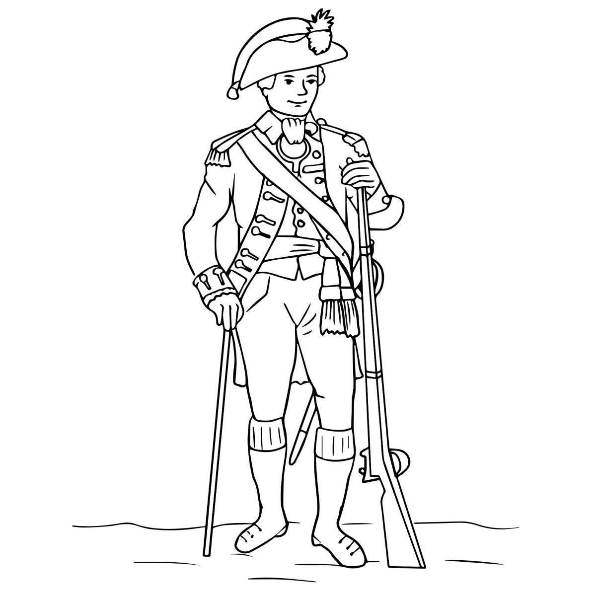 Exciting drawing of a soldier and a child