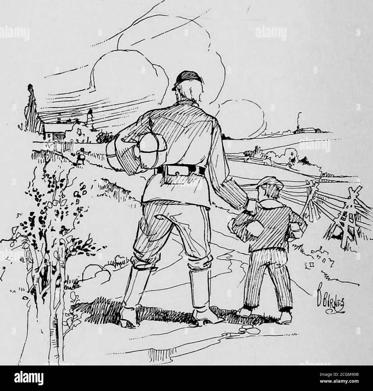 Peppy soldier and child's drawing