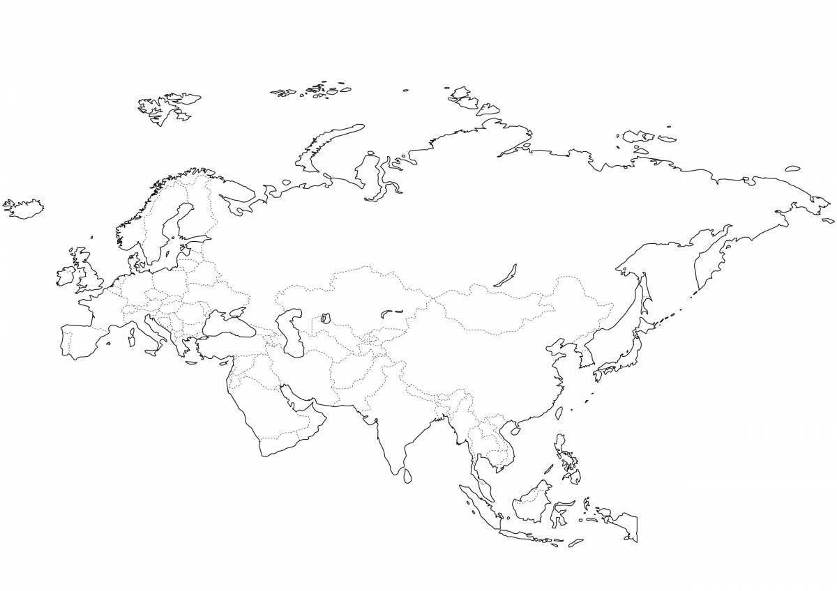 Карта азии черно белая с четкими границами