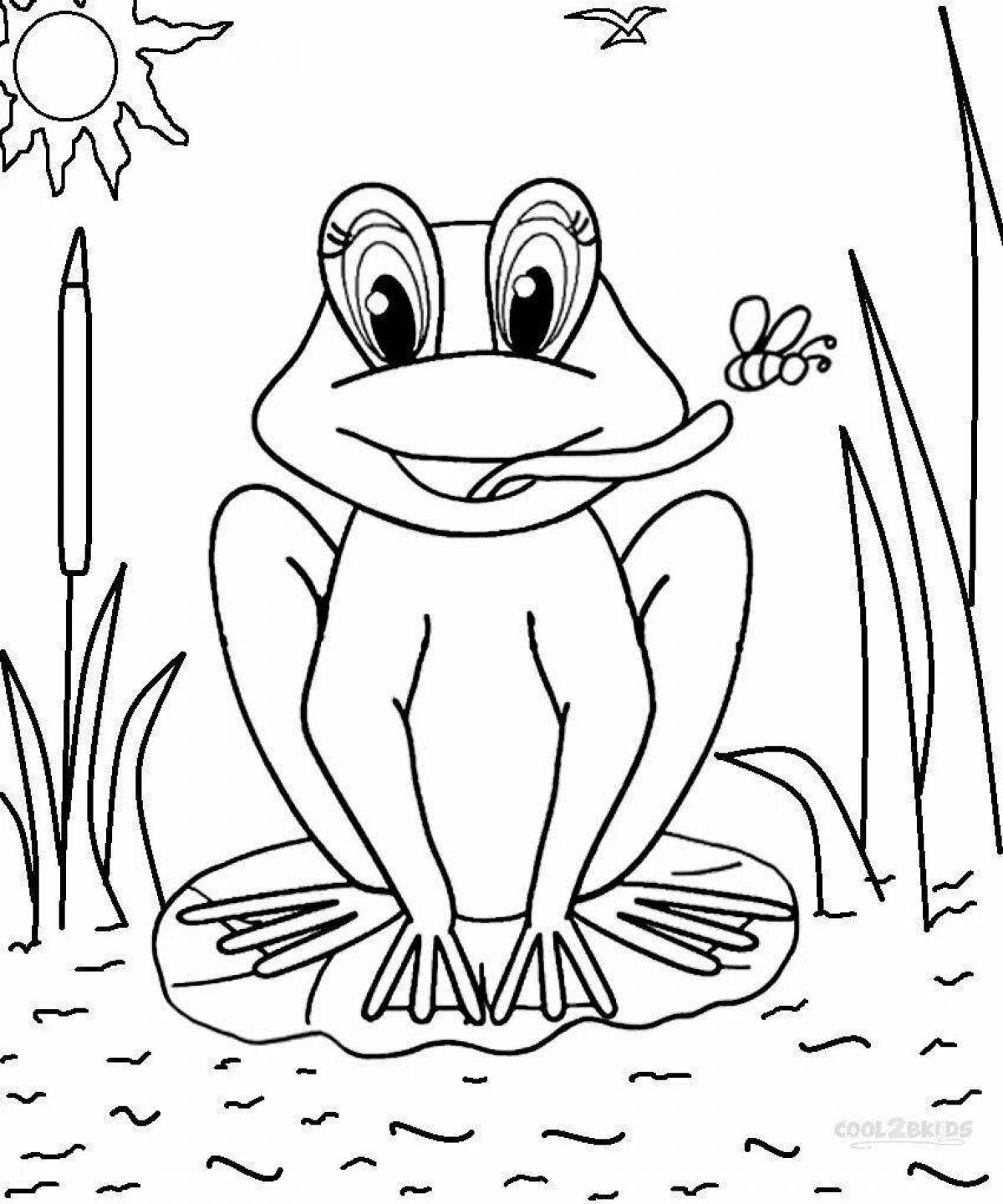 Coloring page happy frog traveler