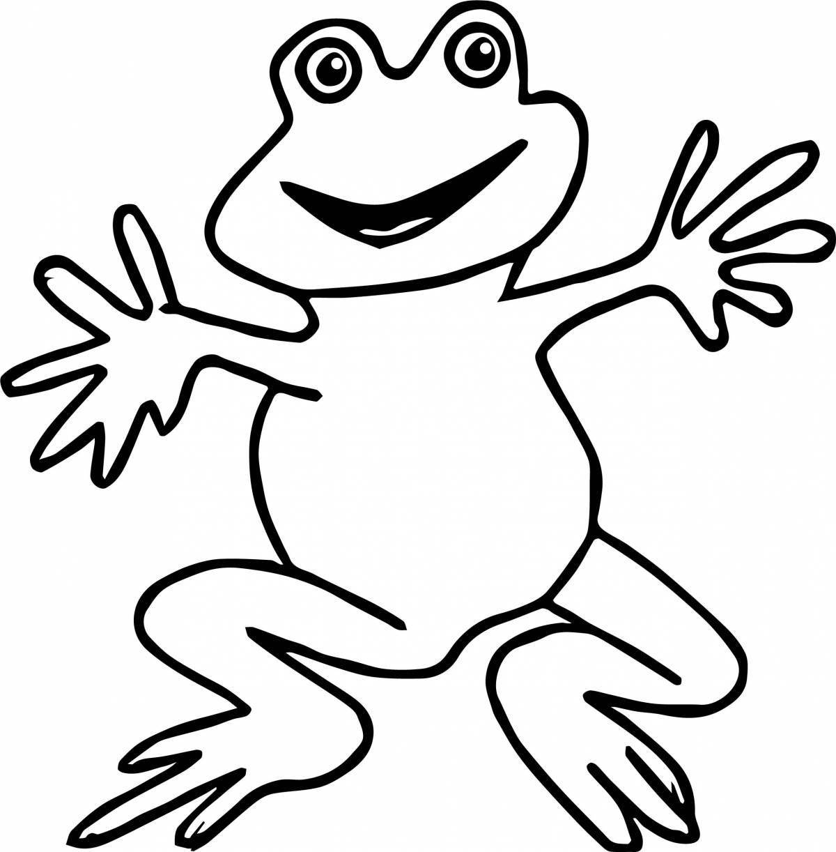 Coloring book playful frog traveler