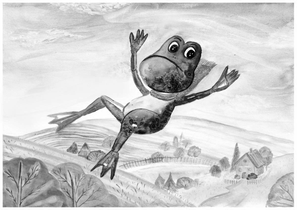 Coloring page wonderful frog traveler