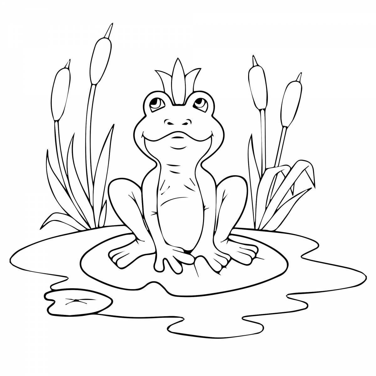 Coloring page cute frog traveler