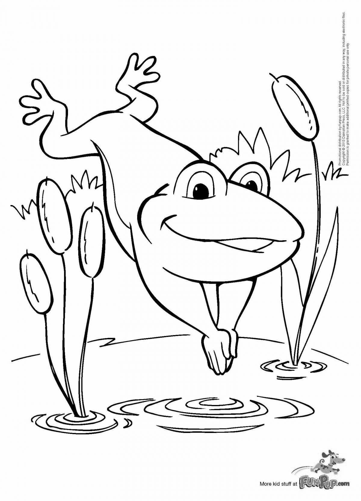 Coloring book shining frog traveler