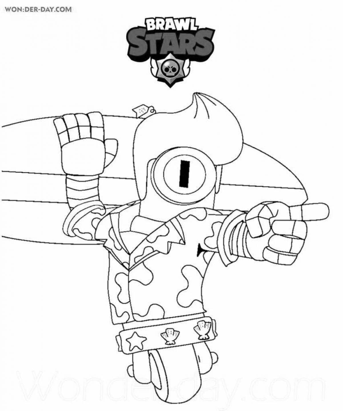 Sam from brawl stars funny coloring book