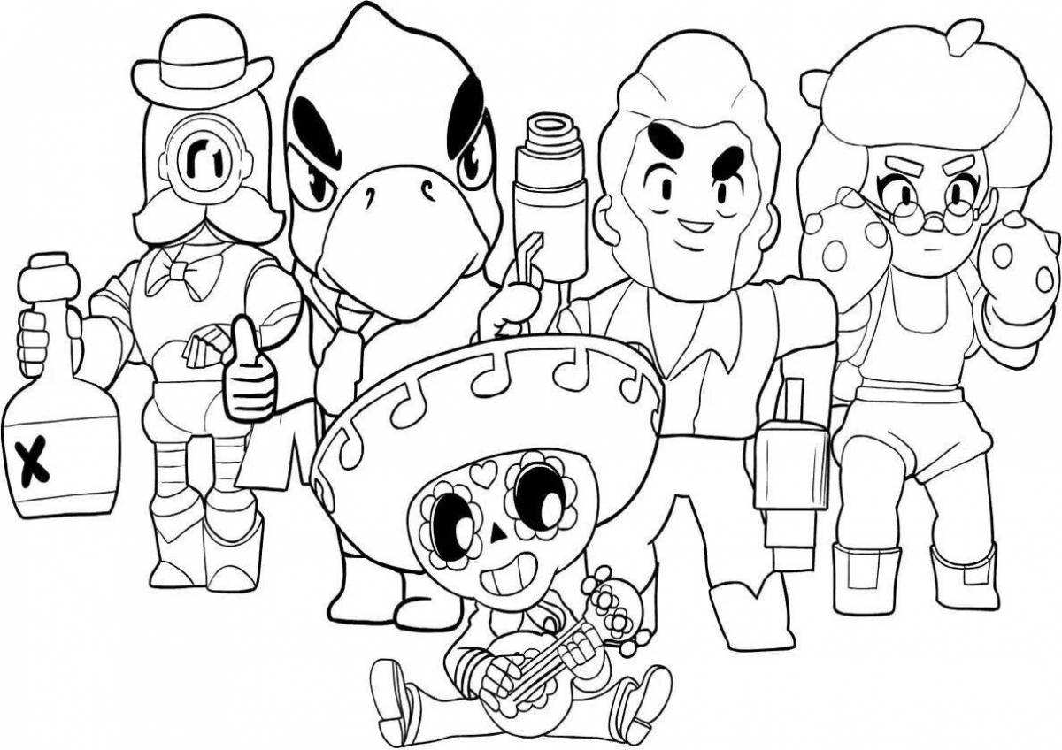 Funny Sam from brawl stars coloring book