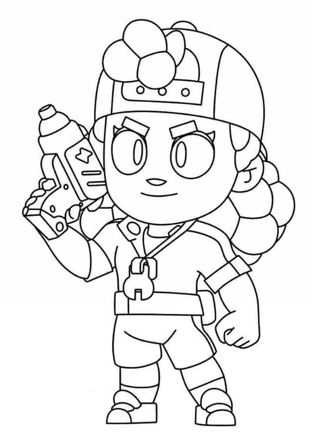 Sam from brawl stars animated coloring page