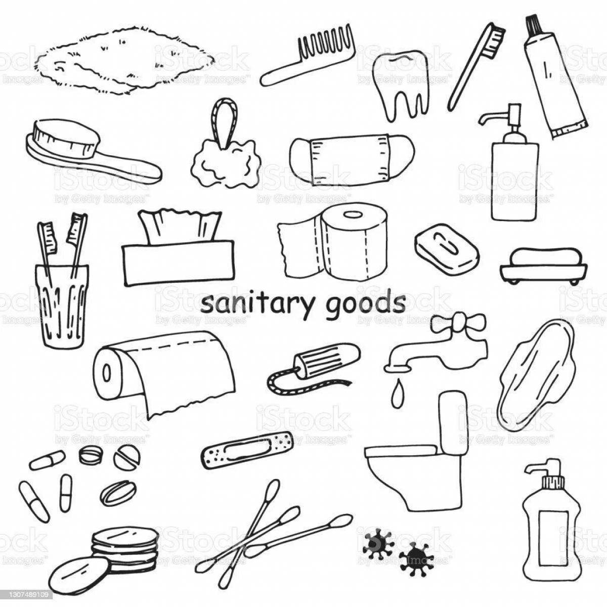 Fun coloring pages for hygiene items for kids