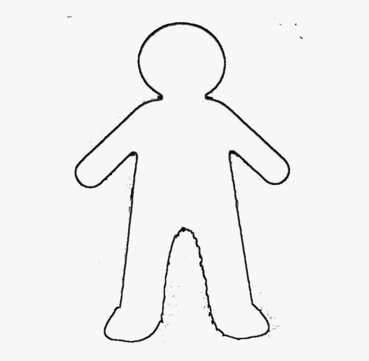 Colorful human figure coloring page for kids