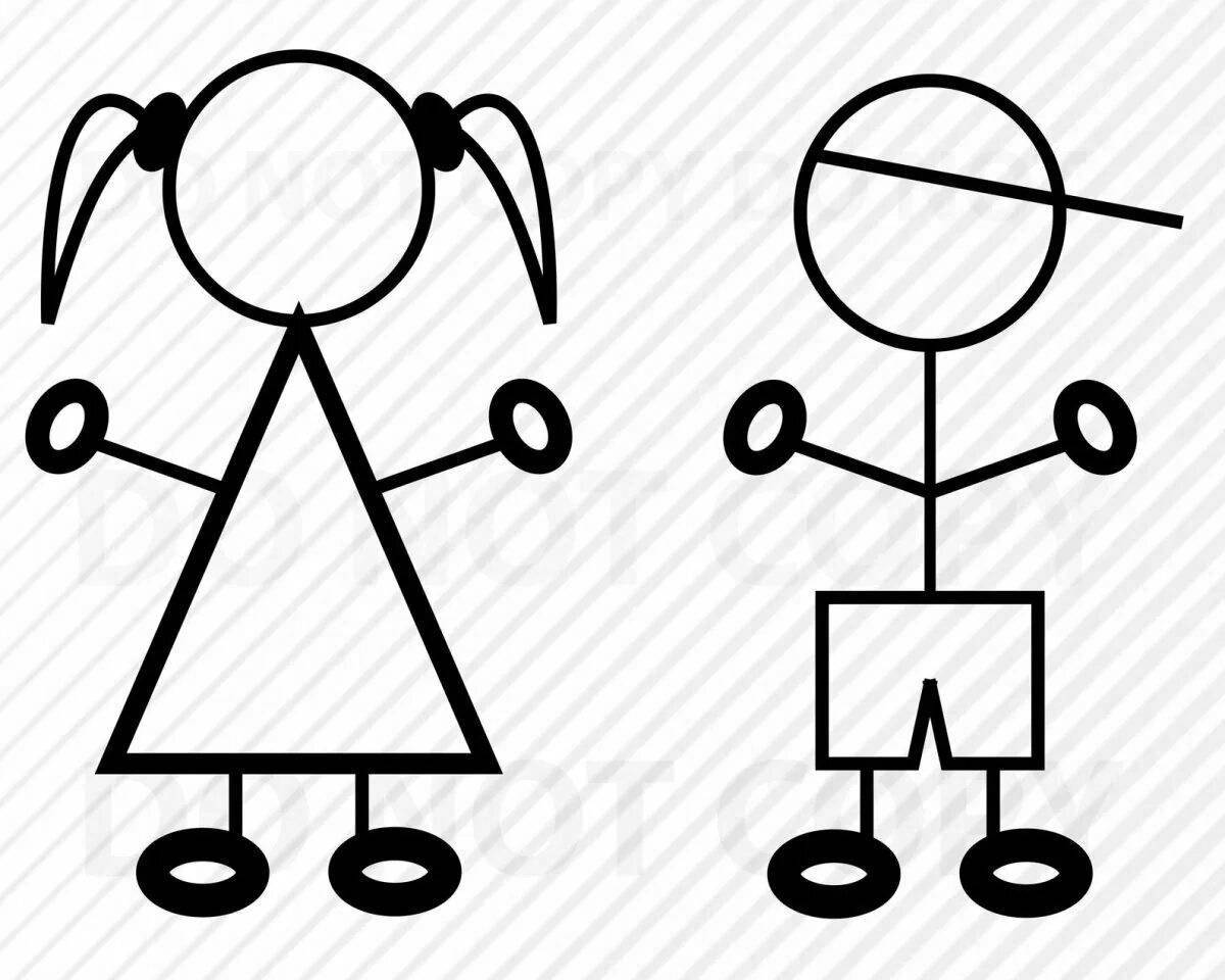 Bright human figure coloring pages for kids