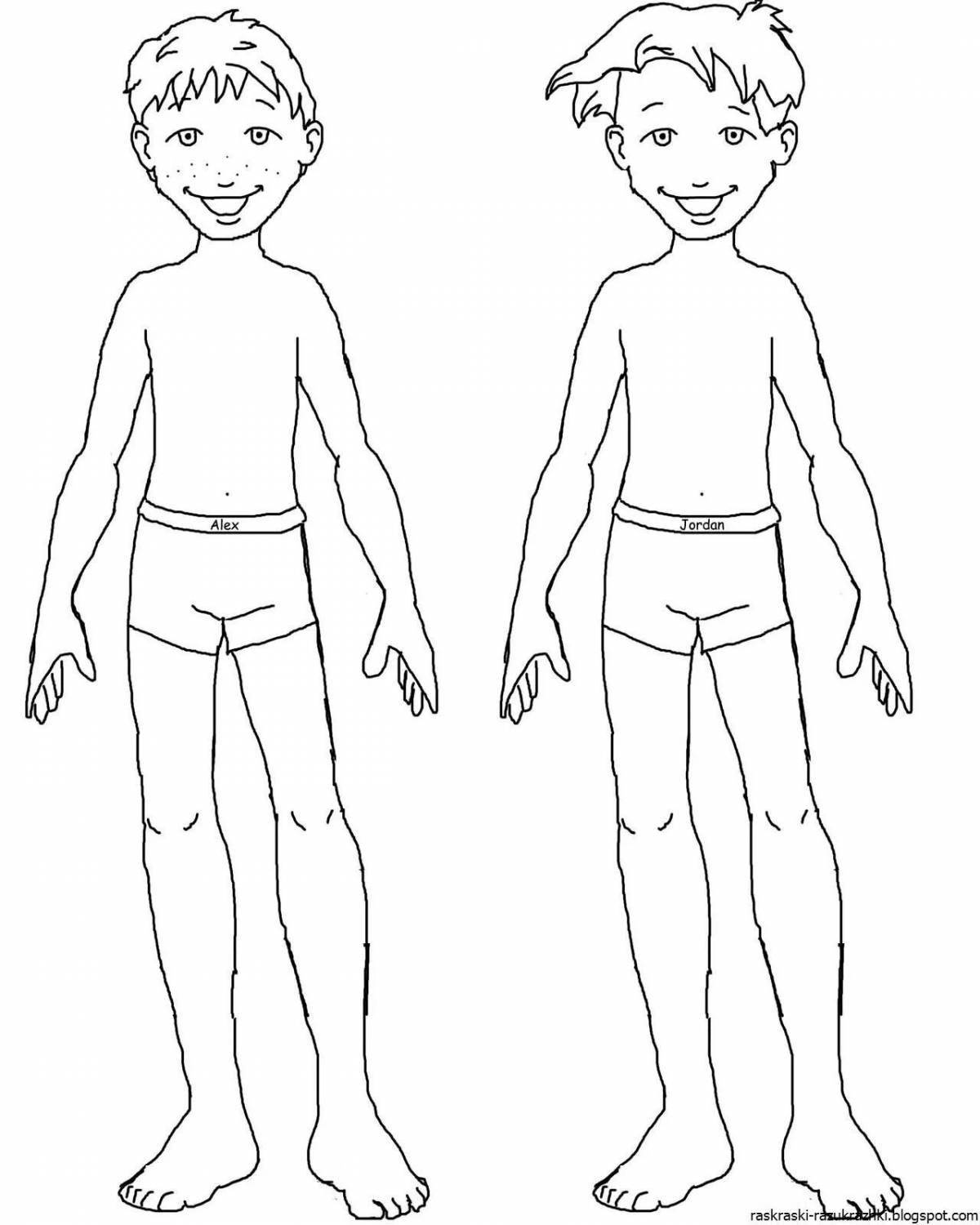 Playful human figure coloring page for kids