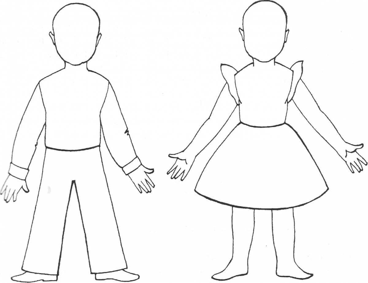 Funny human figure coloring page for kids