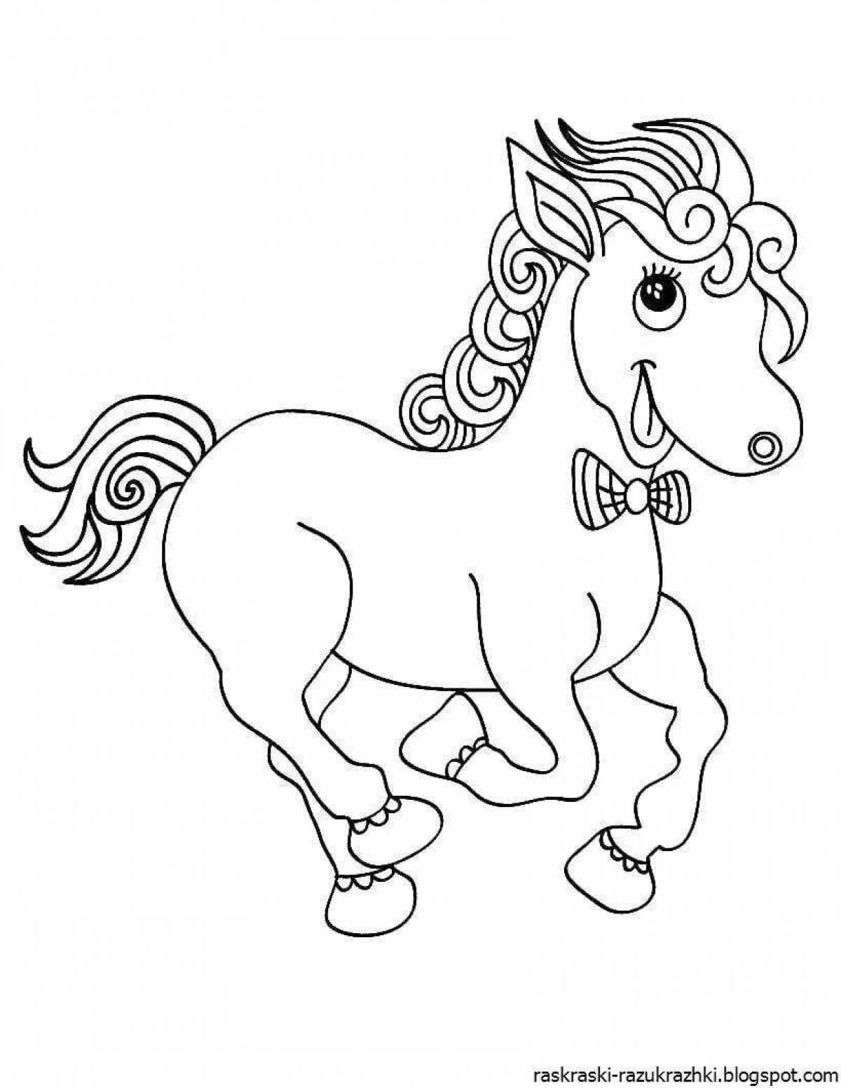 Красочный рисунок лошади для детей